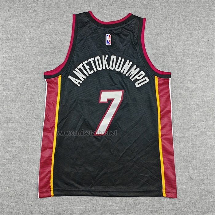 Camiseta Nino Miami Heat Giannis Antetokounmpo NO 7 Icon Negro